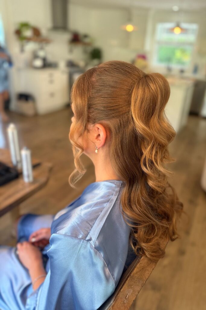 Bride getting ready with Urban Hair Spa wedding styling