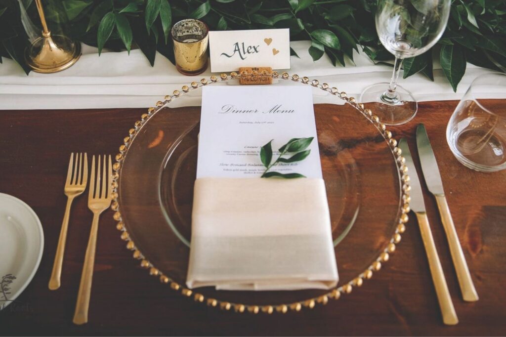 Wedding table setting by Oliver & Bonacini at Blue Mountain