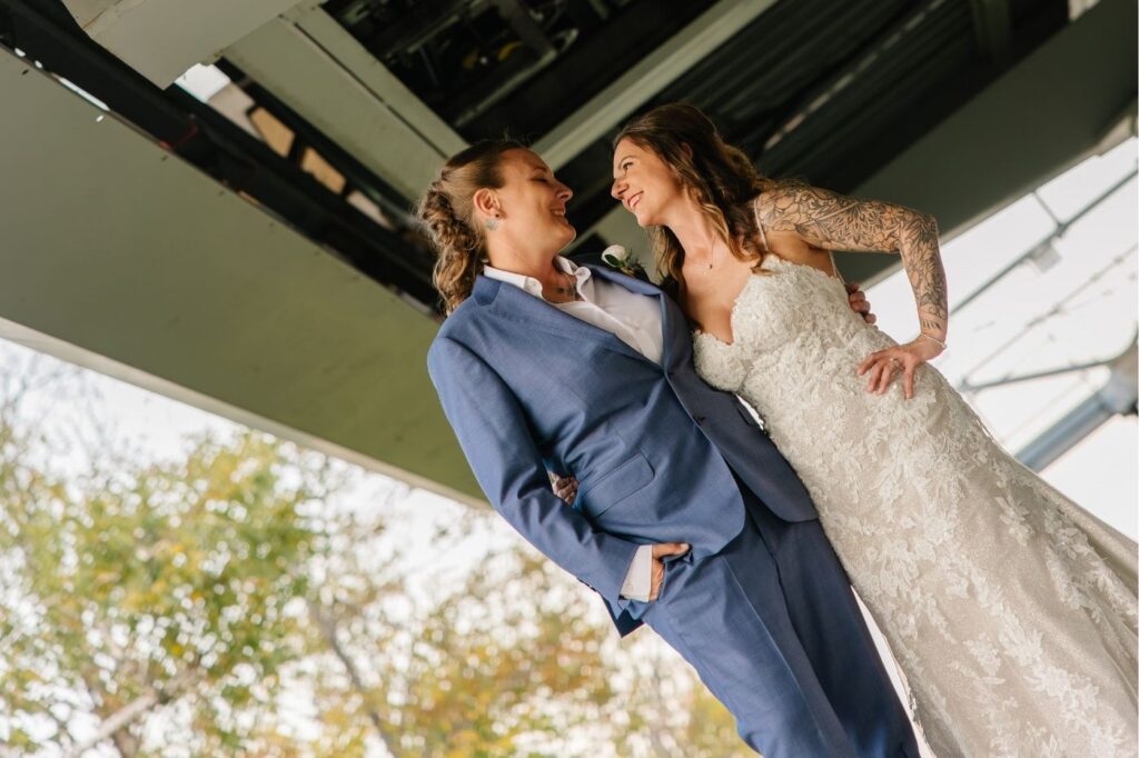 Wedding guests riding the Blue Mountain gondola