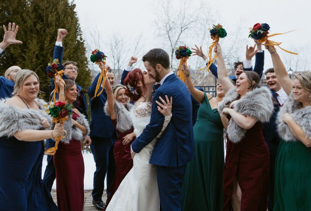 Wedding Party Portrait Winter Wedding