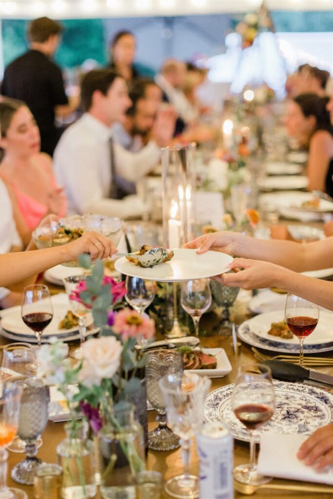 Family Style dinner by Bruce Wine Bar wedding catering