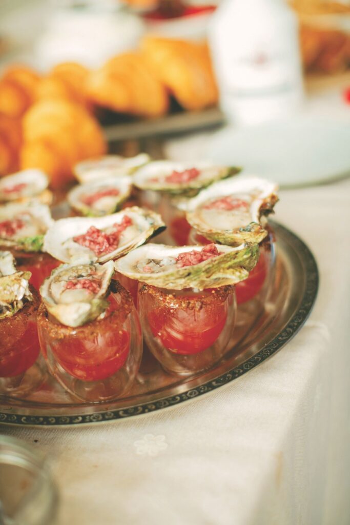Bruce Wine Bar Oyster caesar passed hors d'oeuvre shooters