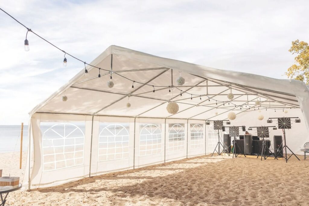 Tented wedding reception at Experience CARI