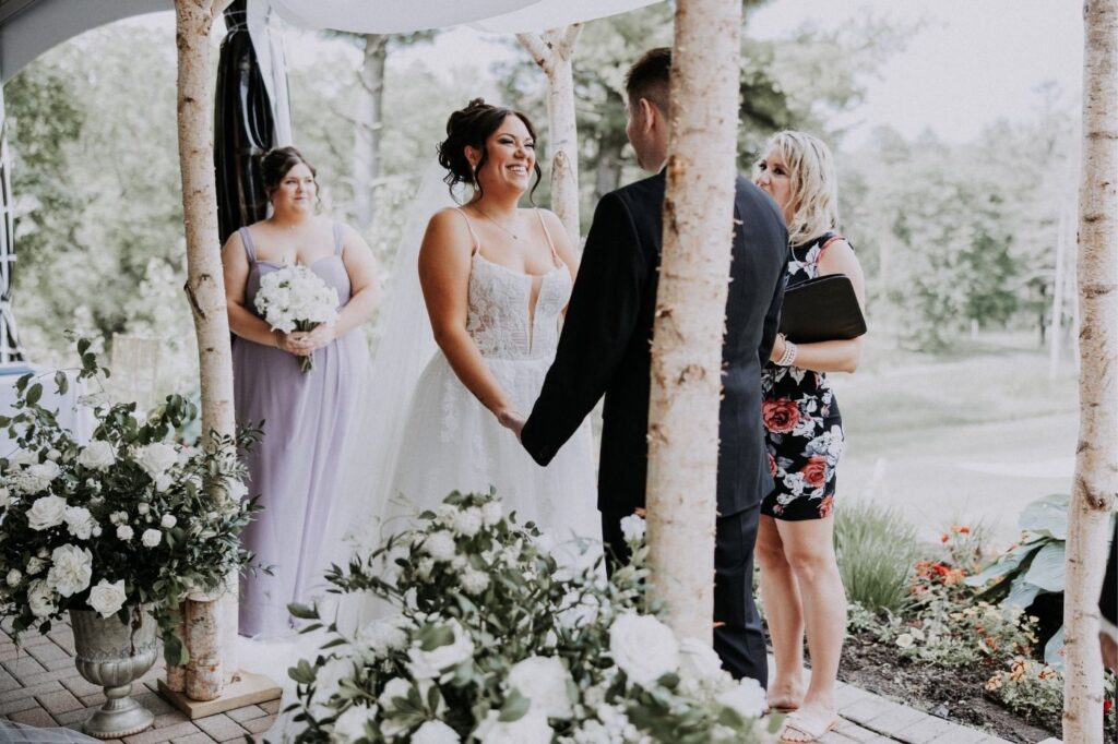 Wedding ceremony flowers by Mountain Blooms in Blue Mountain